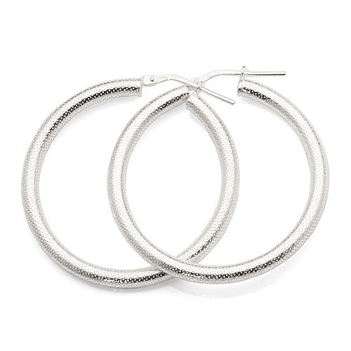 Sterling Silver 30mm Dot Texture Hoop