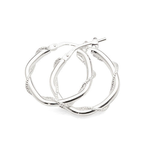 Sterling Silver 15mm Twist Rope Tube Hoops