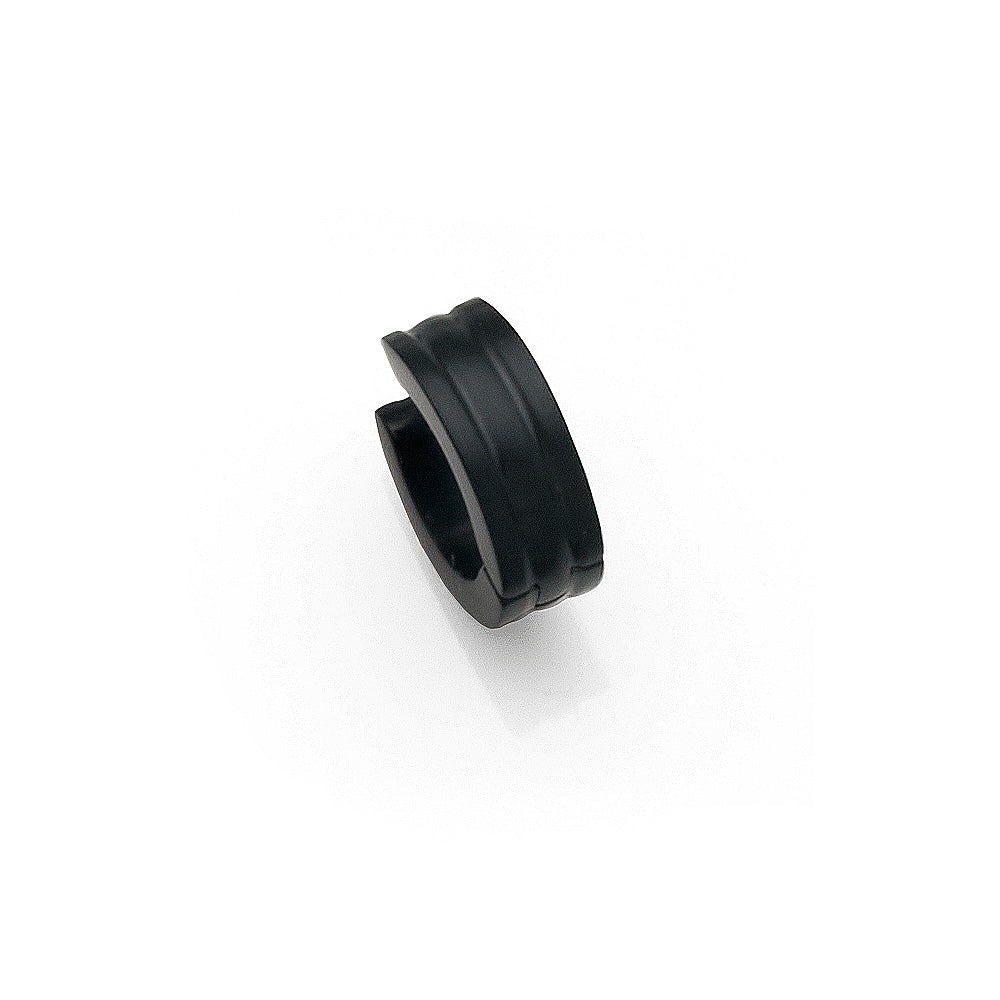 Single Black Ridged Stainless Steel 9mm Hoop