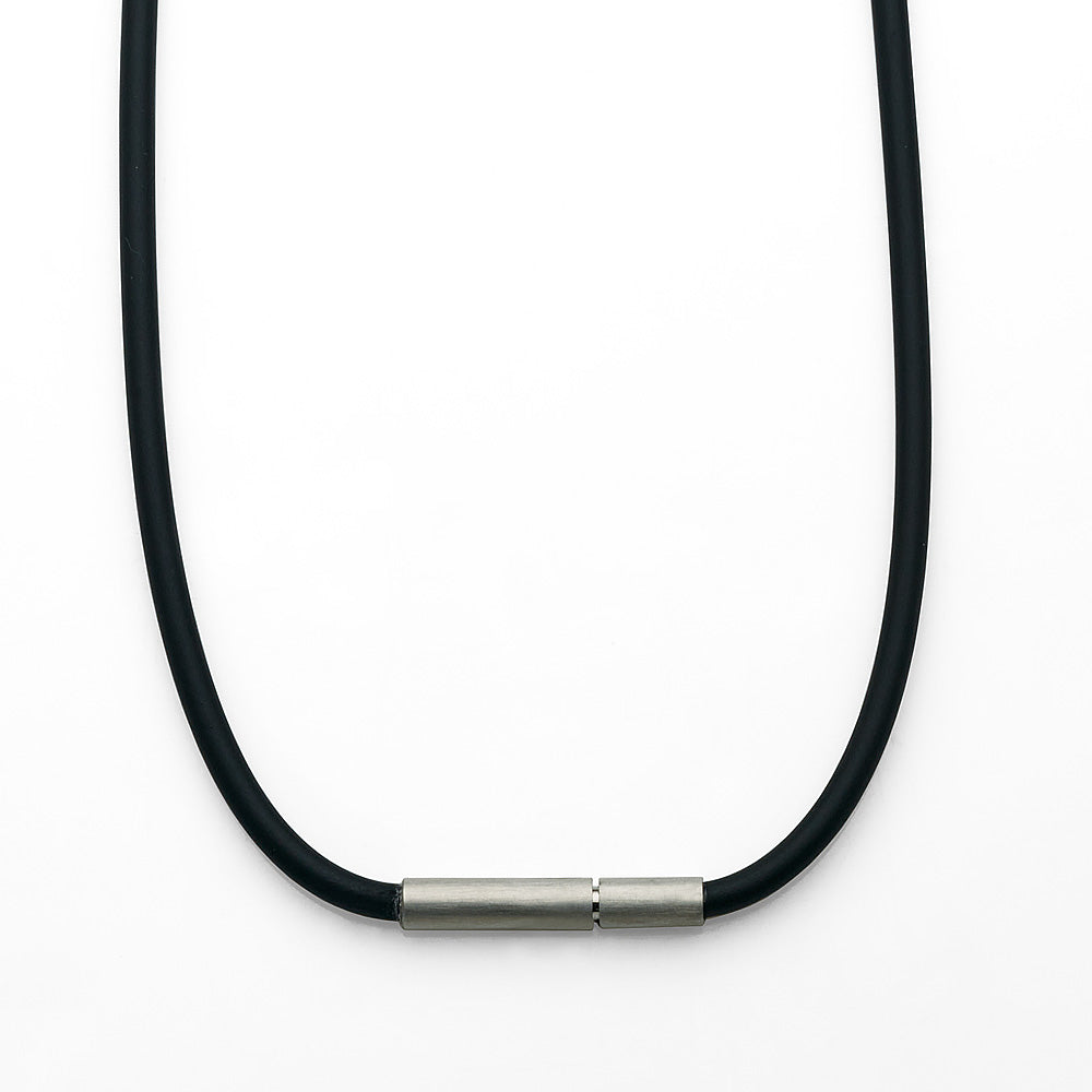 Black Silicon Rubber 45cm Necklet with Stainless Steel Clasp