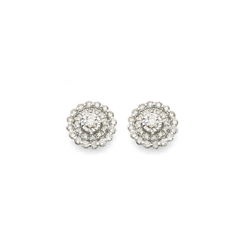 9ct White Gold 3-Way Diamond Halo Studs