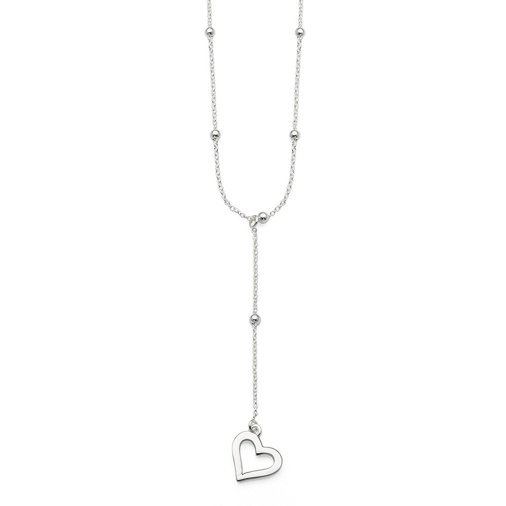 Sterling Silver Open Heart 'Y' Chain Necklet