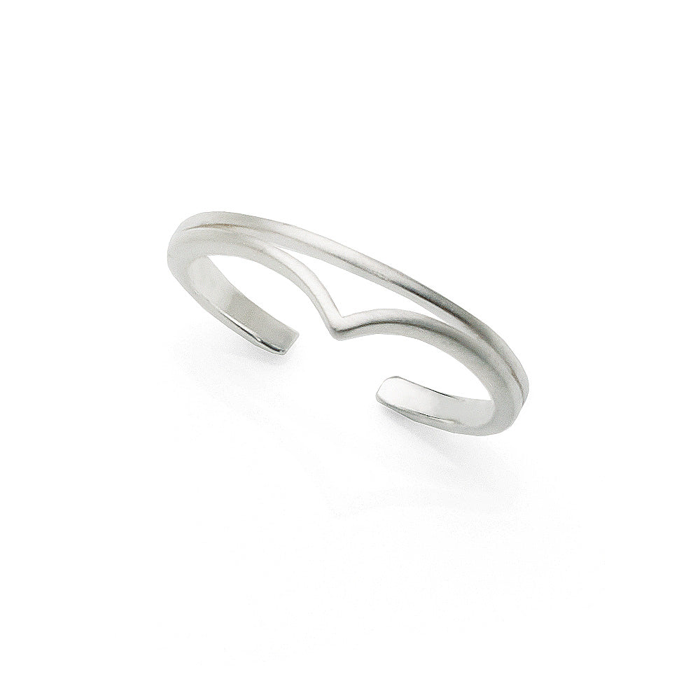 Sterling Silver Satin Finish Split Band 'V' Shape Toe Ring