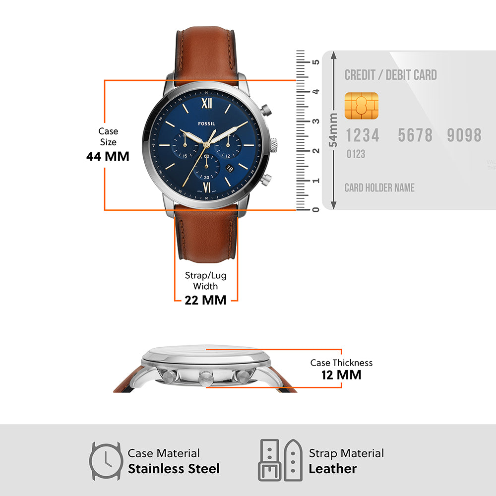 Fossil 'Neutra' Chronograph Luggage Leather Watch & Bracelet