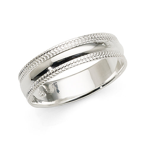 Sterling Silver 5mm Band With Rope Edges