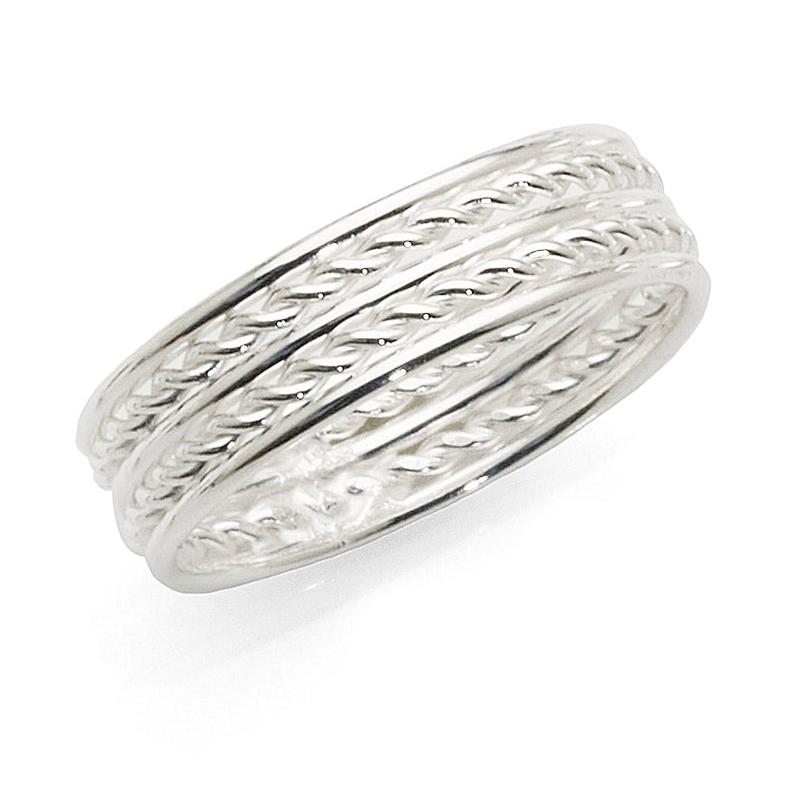 Sterling Silver 5mm Rope Band Ring