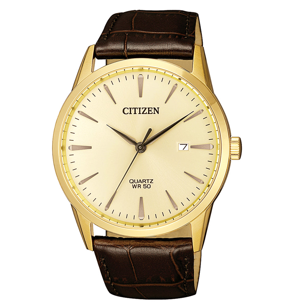 Citizen Gold-Tone Brown Leather Strap Watch BI5002-14A