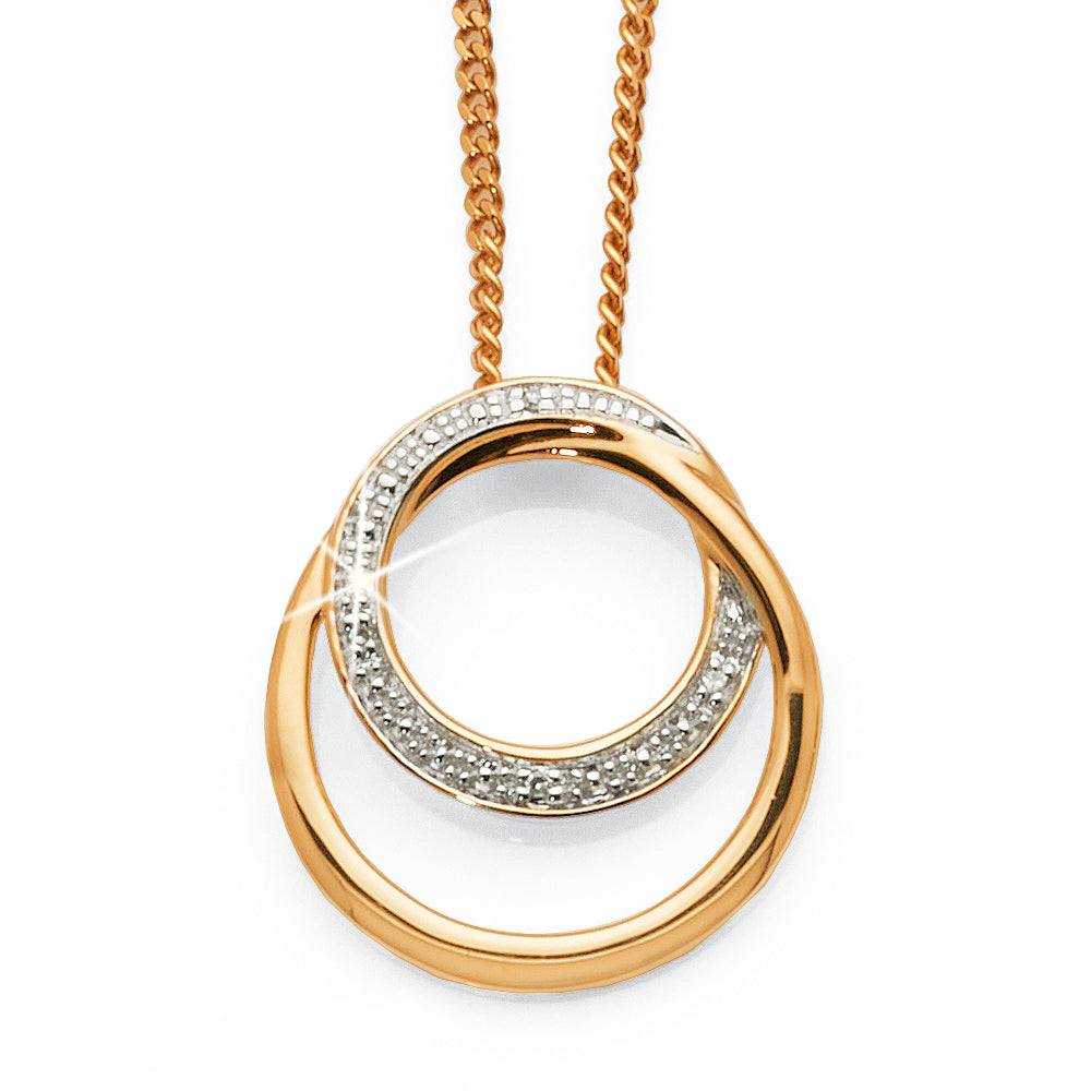 9ct Gold Diamond Set Interlocking Circle Pendant