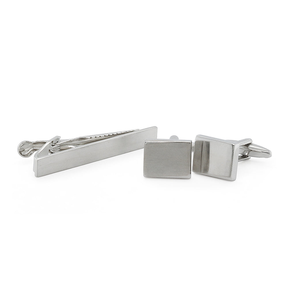 Cudworth Brushed Stainless Steel Matching Cufflinks & Tie Ba