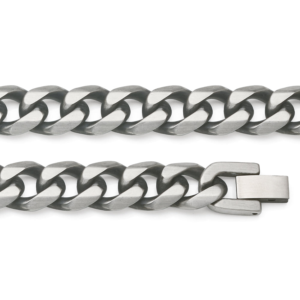 Stainless Steel Oxidised Curb Link 21.5cm Bracelet