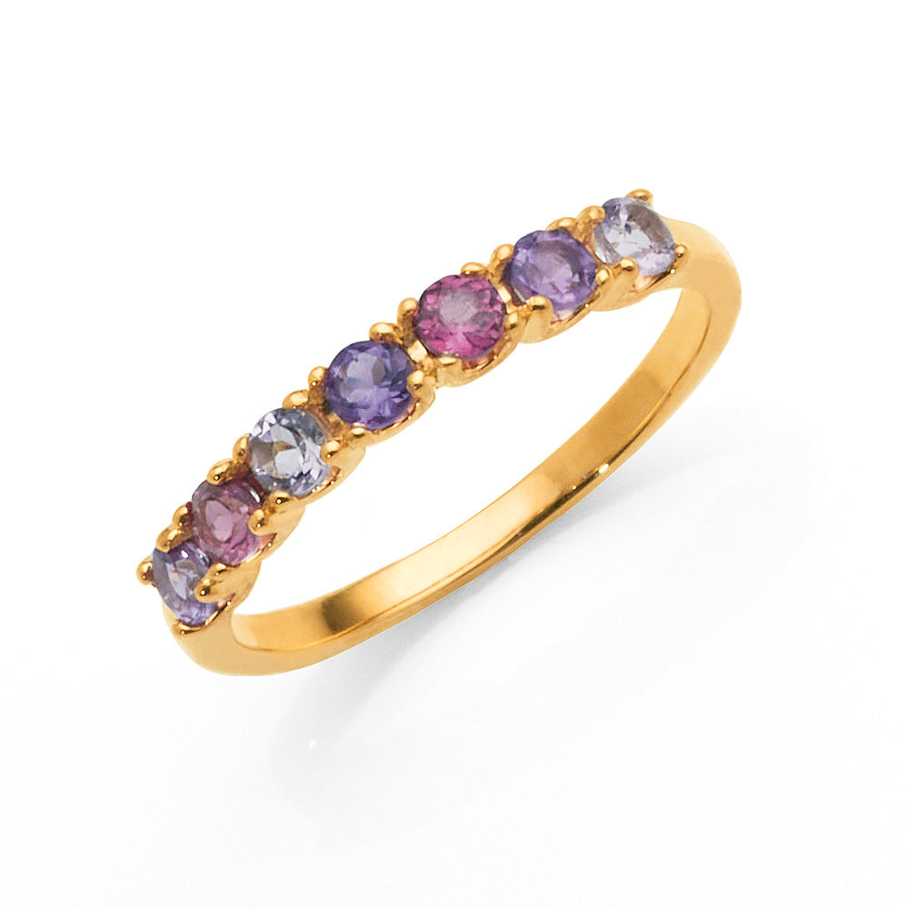 9ct Yellow Gold Amethyst Band Ring