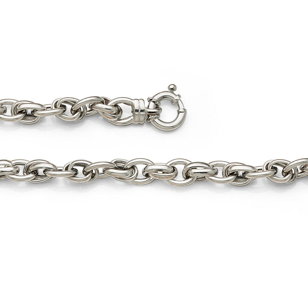 9ct White Gold Bonded Deluxe Oval Link Bracelet