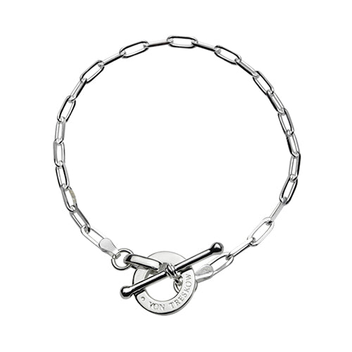 Von Treskow Sterling Silver Bracelet with Fob Chain & Disc E