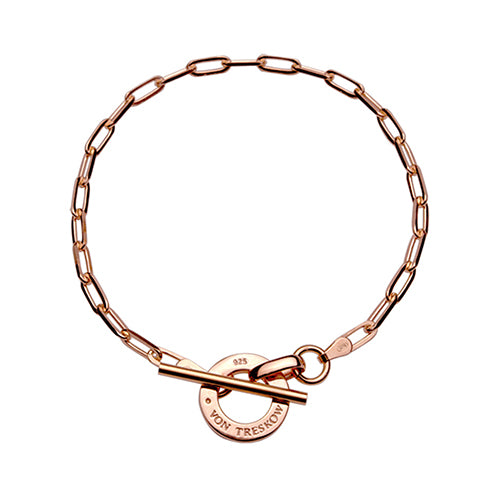 Von Treskow Rose Tone Bracelet with Fob Chain & Disc EB16-R