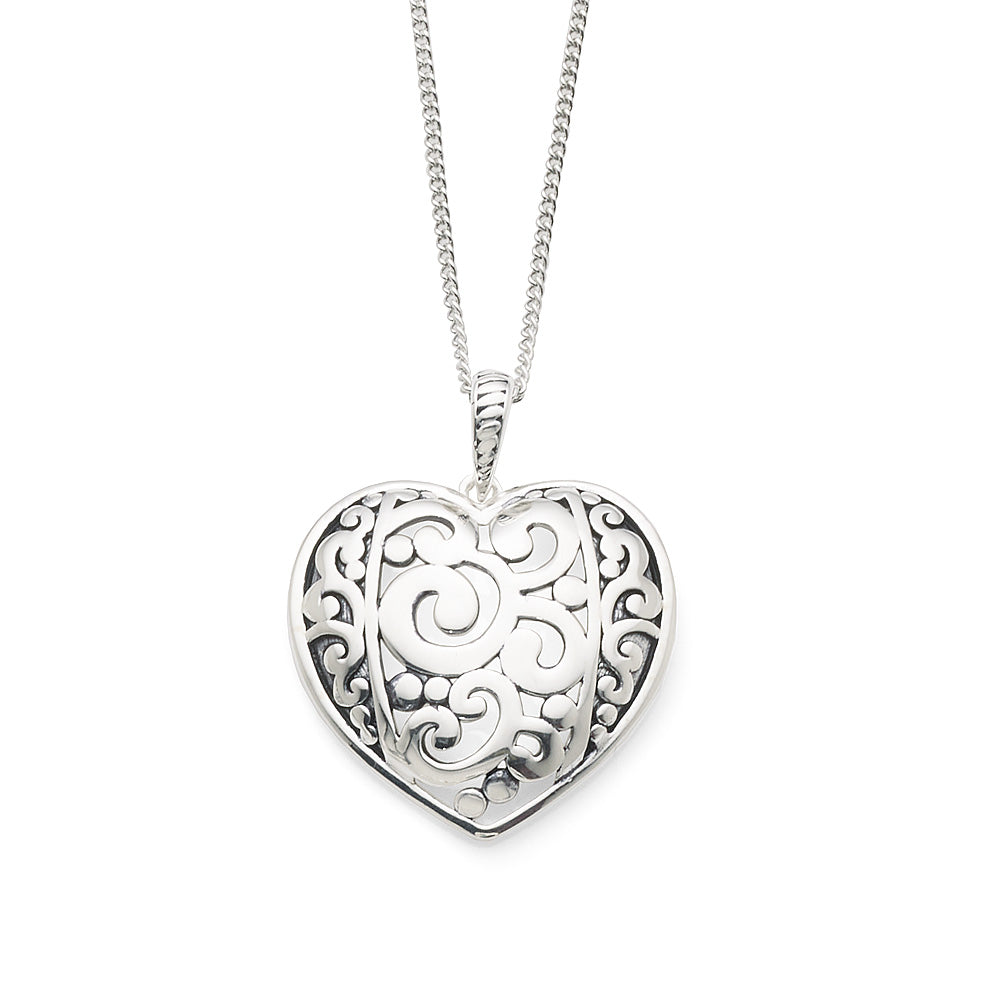 Sterling Silver 25mm Filigree Heart Pendant