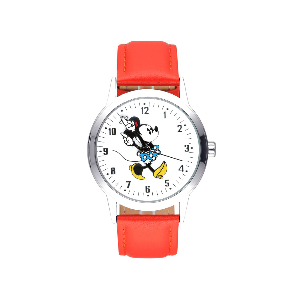 Minnie Mouse Red Leather Strap Round Dial Watch TA75304