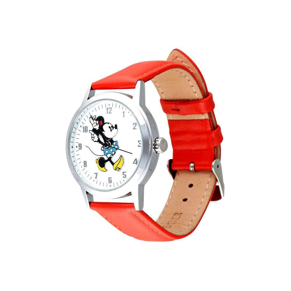 Minnie Mouse Red Leather Strap Round Dial Watch TA75304