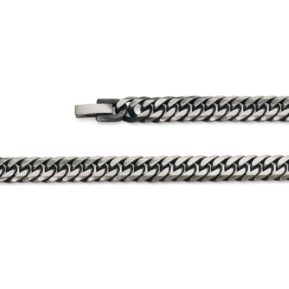 Stainless Steel Oxidised Curb Link 21cm Bracelet