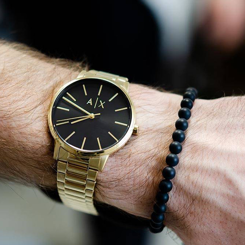 Armani Exchange 'Cayde' Gold Tone Watch & Bracelet Gift Set