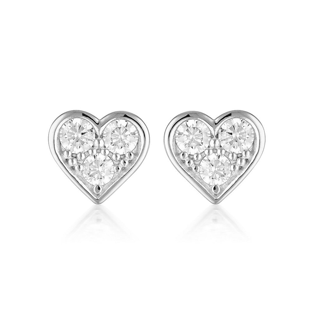 Georgini 'Cupid' Sterling Silver Cubic Zirconia Heart Studs