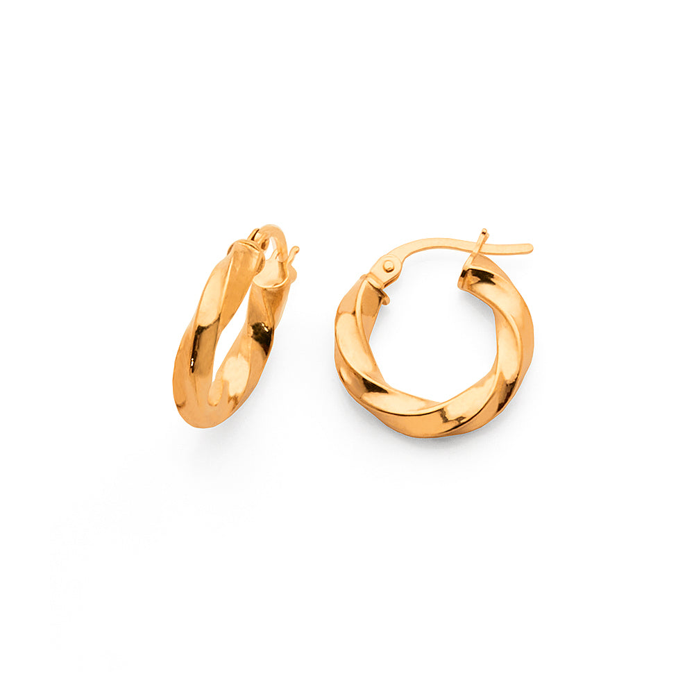 9ct Yellow Gold 10mm Twist Hoops