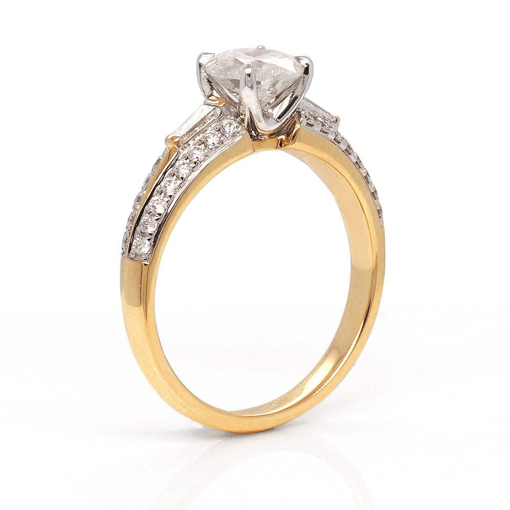 18ct Yellow Gold Brilliant Cut 4-Claw Set Diamond Engagement