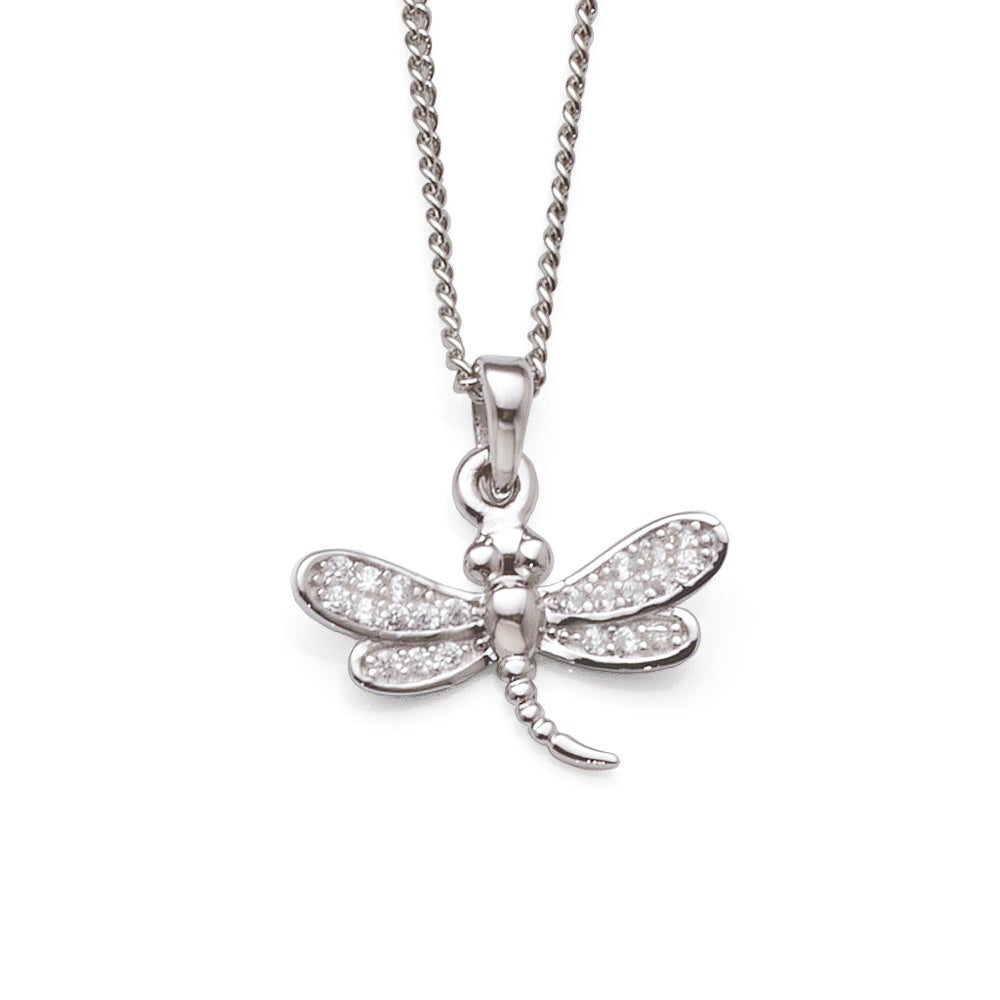 Sterling Silver Cubic Zirconia Dragonfly Pendant