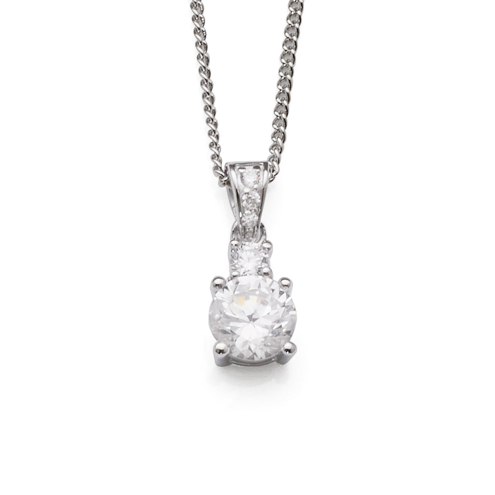 Sterling Silver Cubic Zirconia Pendant with Cubic Zirconia S