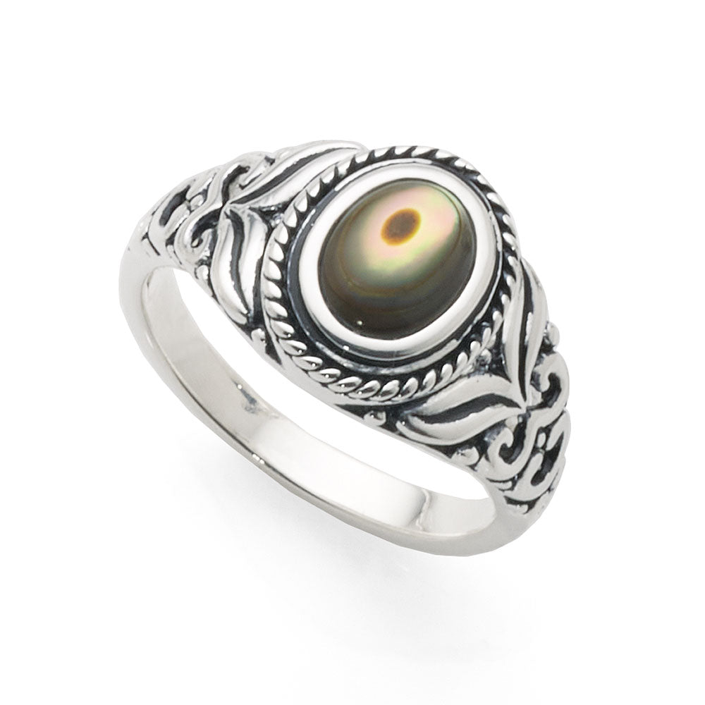 Sterling Silver Paua Shell Tapered Ring