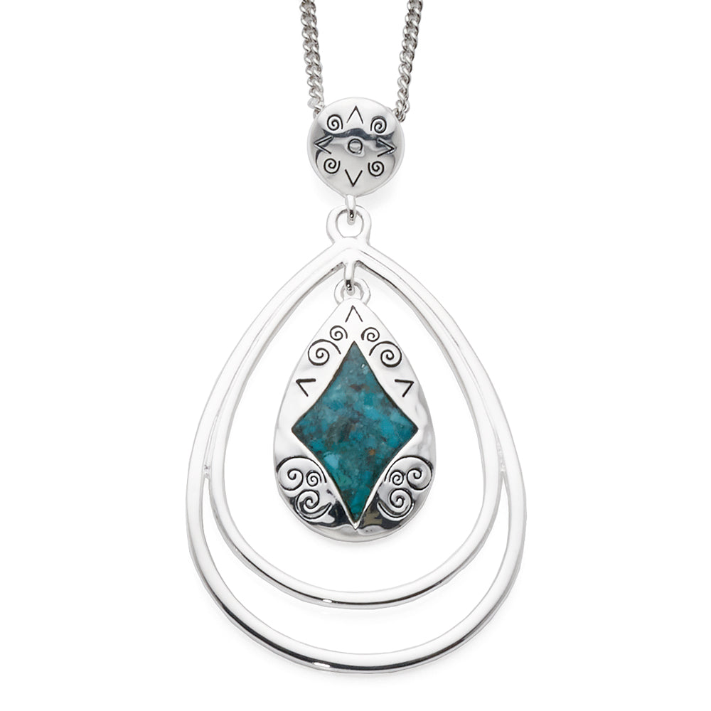 Sterling Silver Turquoise Open Pear Shaped Pendant