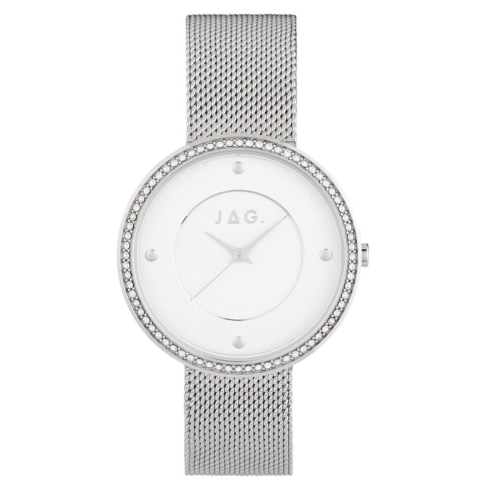 Jag 'Antoinette' Stainless Steel Crystal Set Mesh Strap Watc