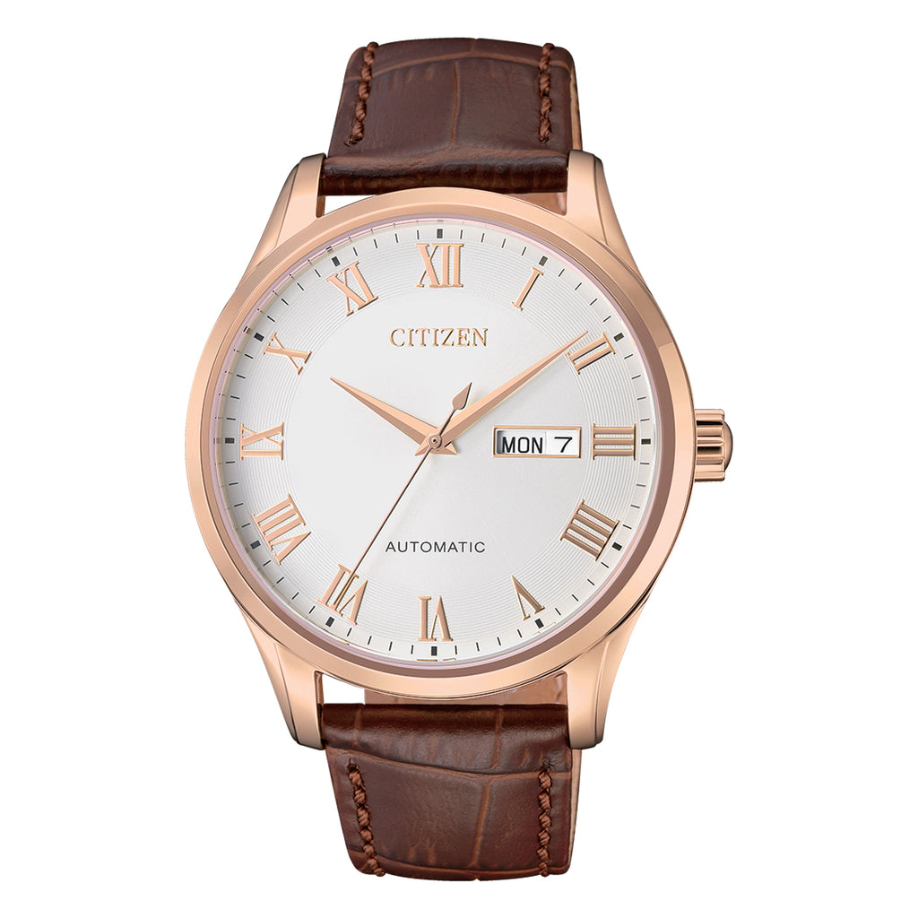 Citizen Automatic Brown Leather Strap Watch NH8363-14A