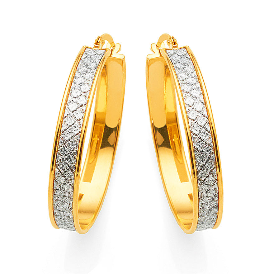 9ct 2-Tone Gold Bonded 30mm Hoop Earrings