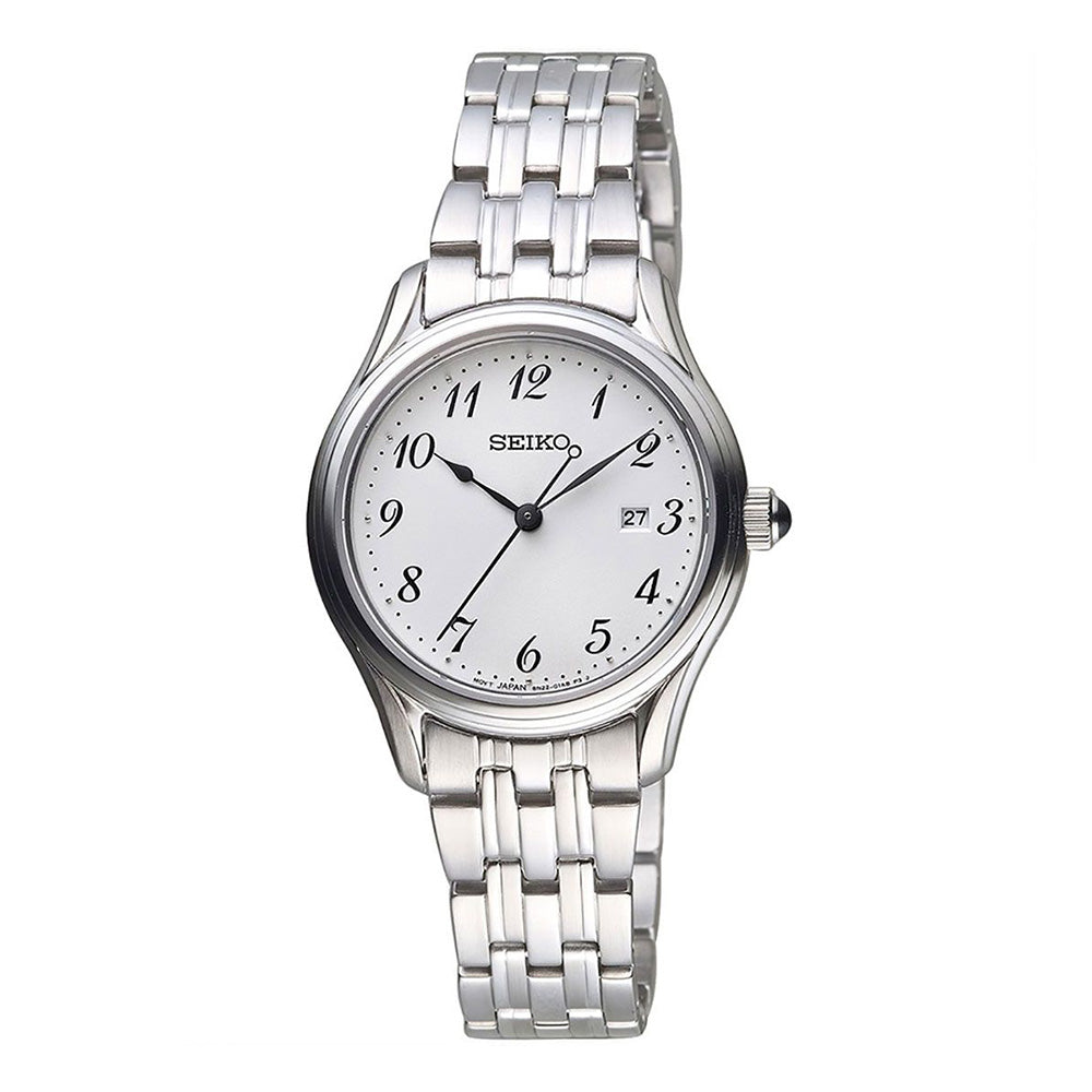 Seiko Silver Stainless Steel White Dial Watch SUR643P