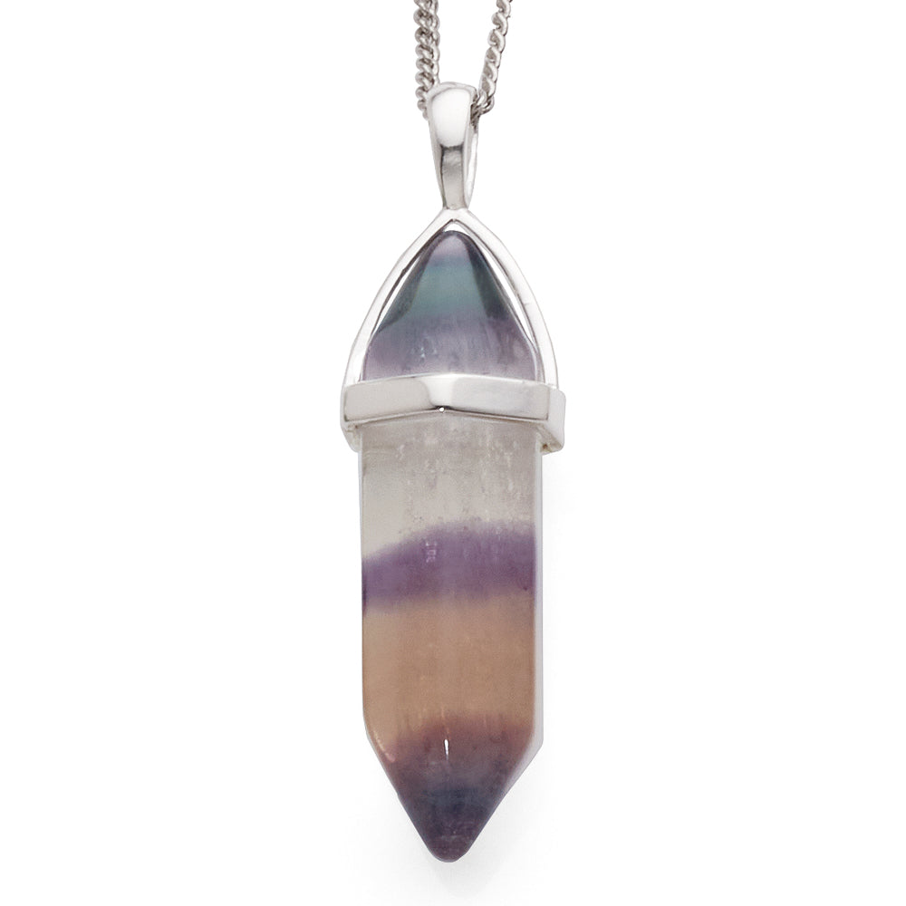 Sterling Silver Faceted Natural Fluorite Pendant