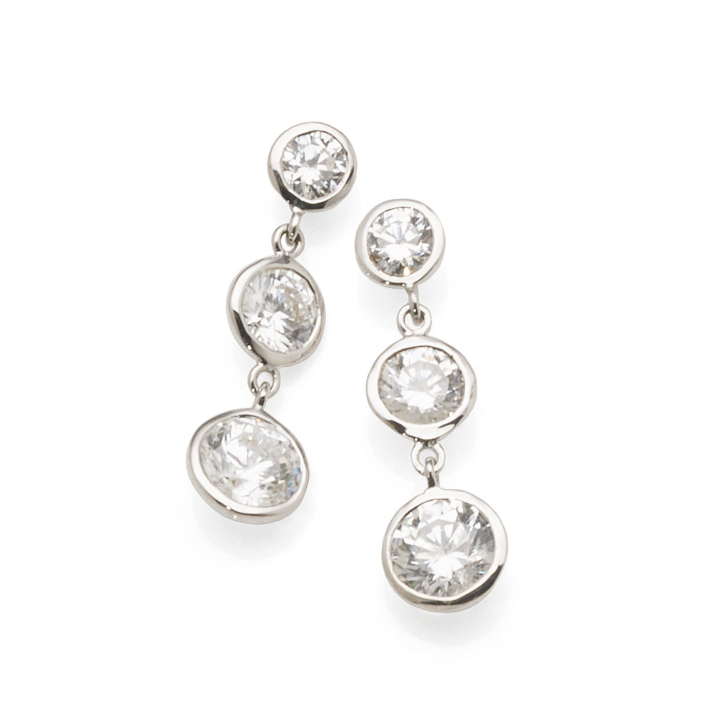 Evergem 9ct White Gold Cubic Zirconia Drop Studs E11-0019-9