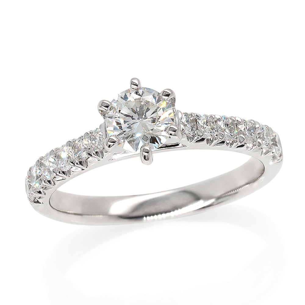 Claw Set Engagement Ring with 0.97ct TW Diamonds in 9ct Whit