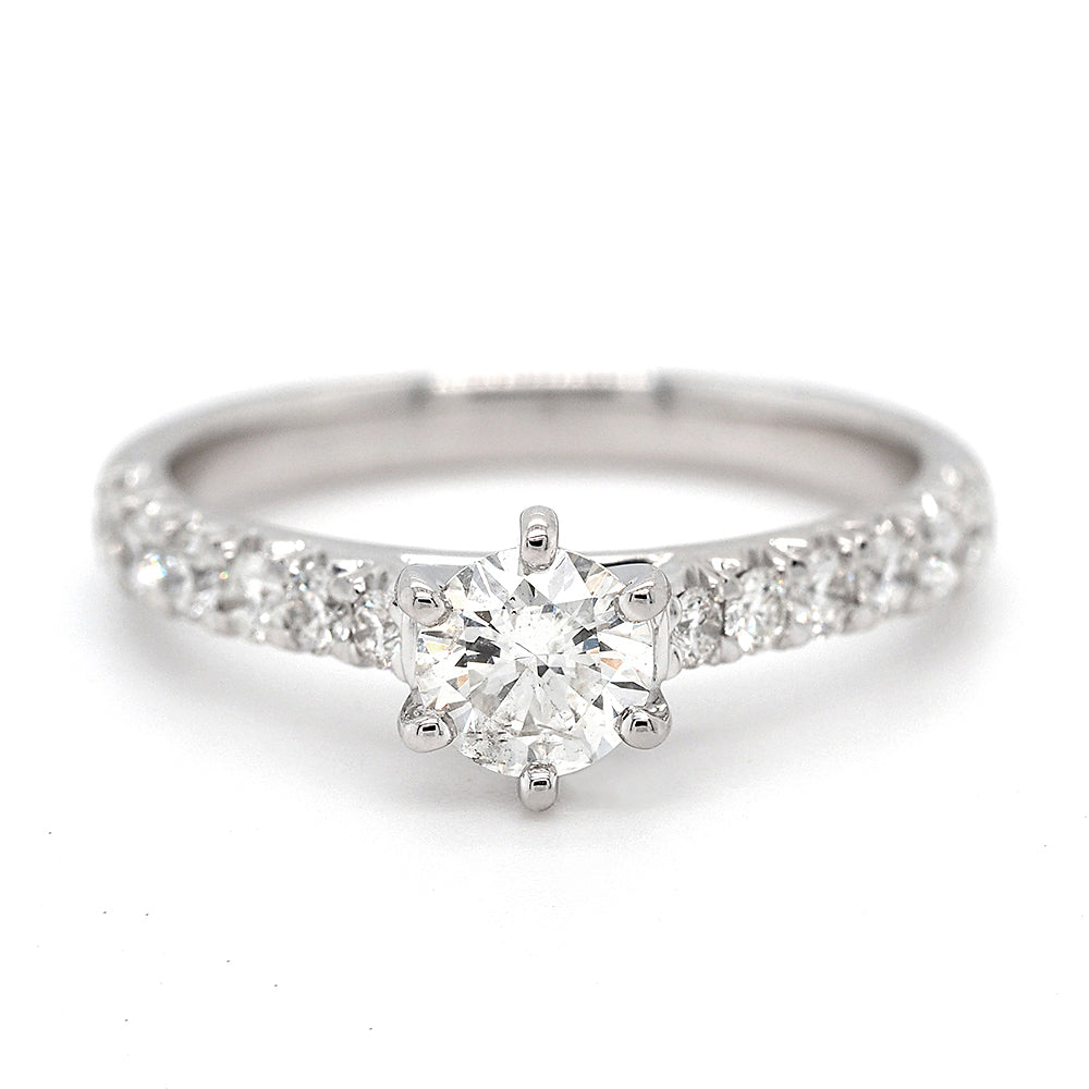 Claw Set Engagement Ring with 0.97ct TW Diamonds in 9ct Whit