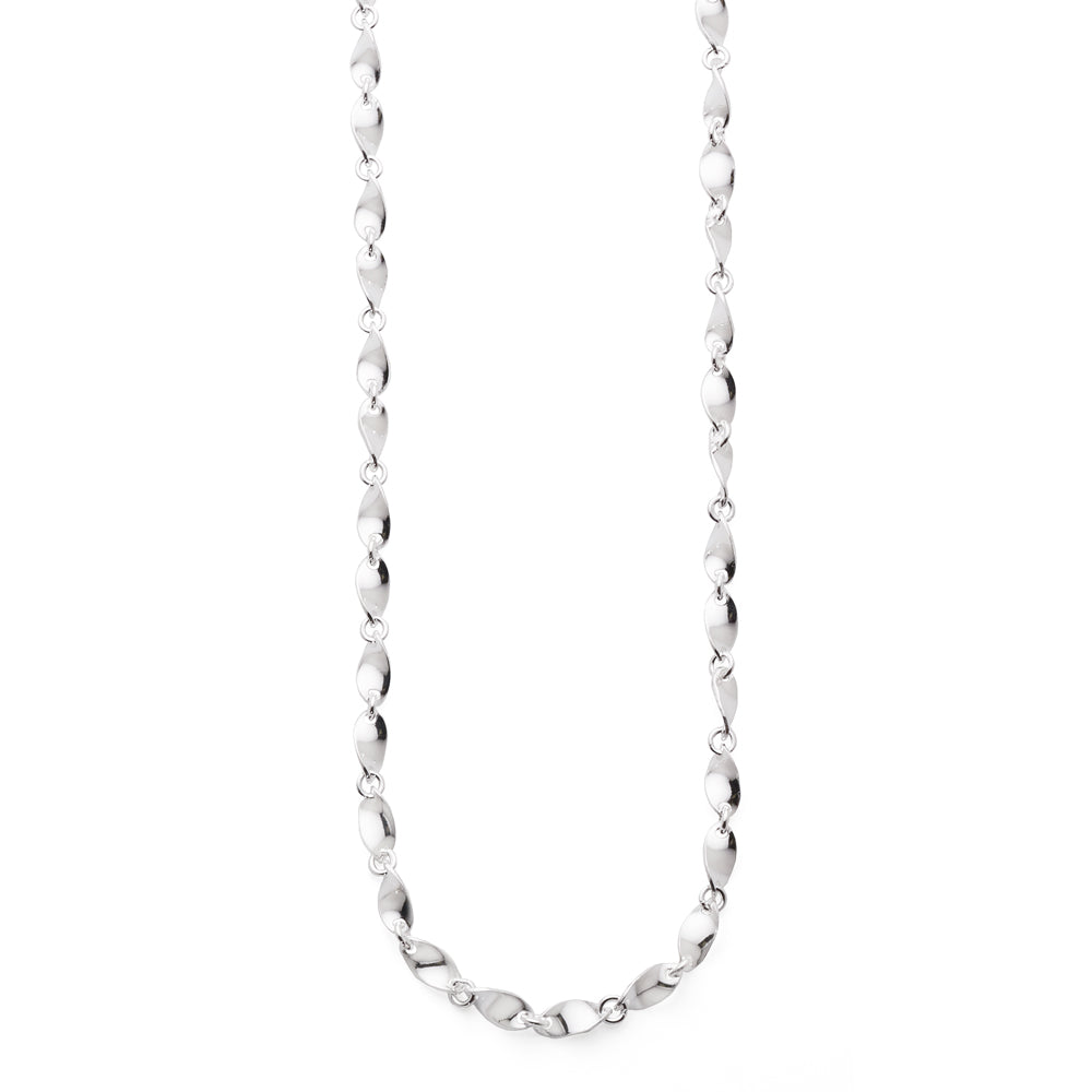 Sterling Silver 45cm Twisted Marquise Shaped Link Chain