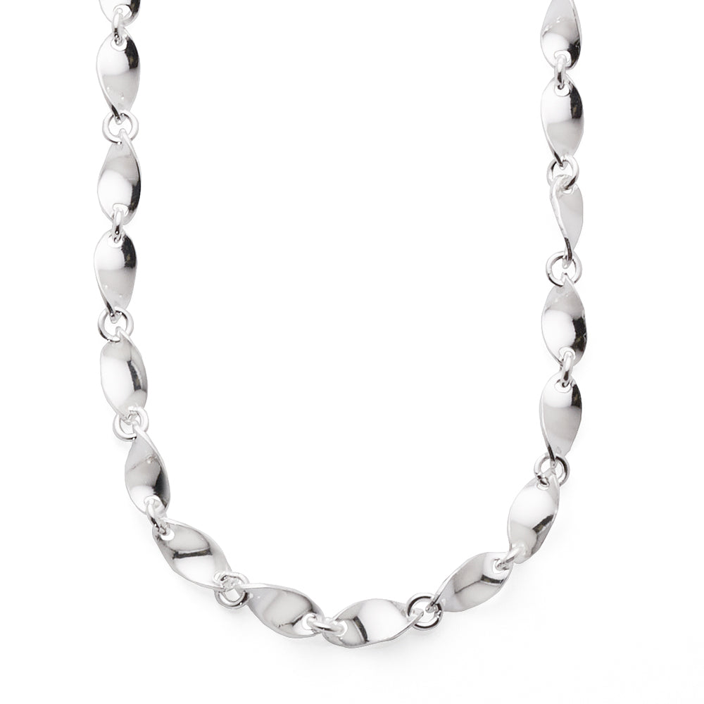 Sterling Silver 45cm Twisted Marquise Shaped Link Chain