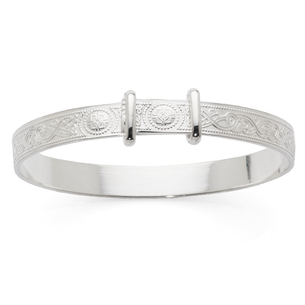 Sterling Silver Expandable Embossed 40mm Baby Bangle