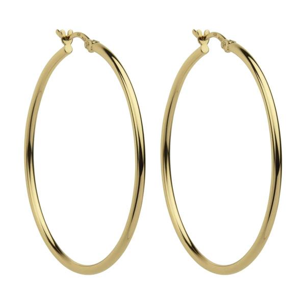Najo 'Simple' Gold Tone Sterling Silver 45mm Hoop Earrings E