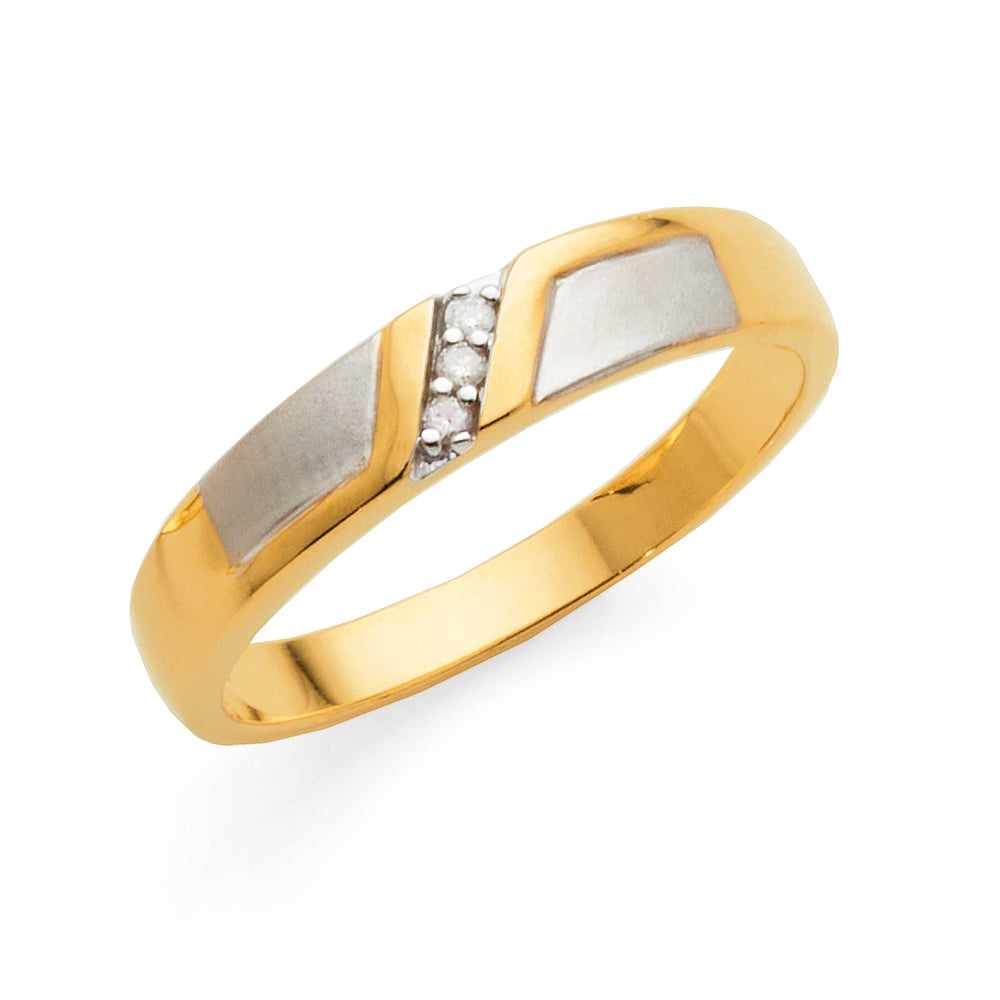 9ct Gold 2-Tone Diamond Set Matte Finish Ring