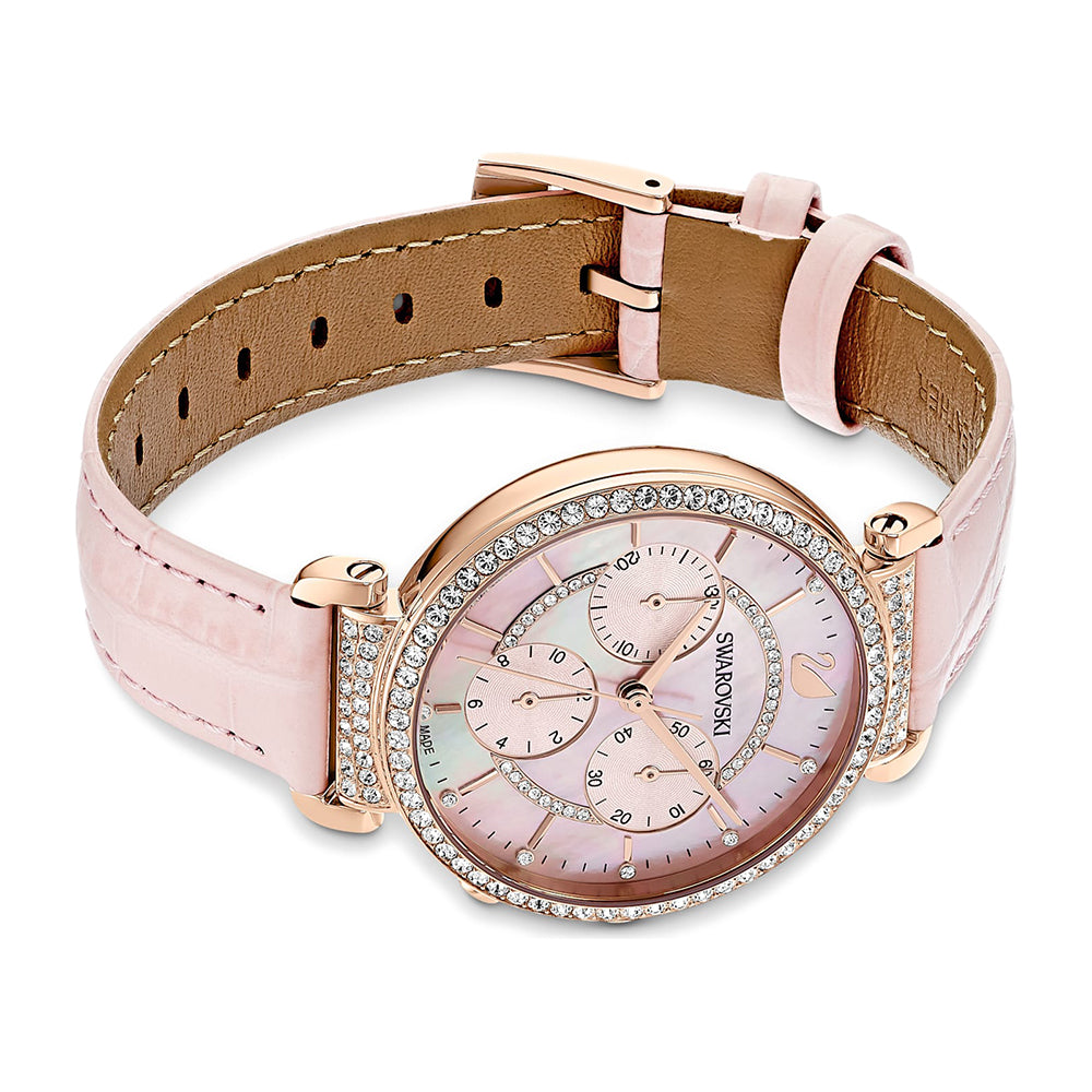 Swarovski 'Passage' Rose Tone Pink Leather Chronograph Watch