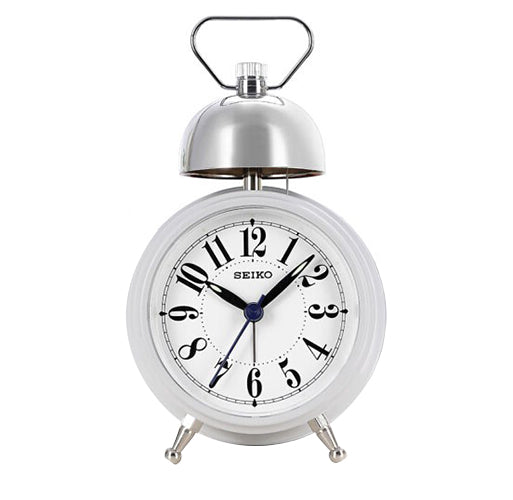 Seiko White Round Bell Alarm Clock QHK055-N