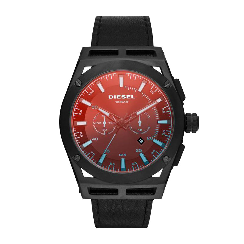 Diesel 'Timeframe' Chronograph Black Leather Watch DZ4544