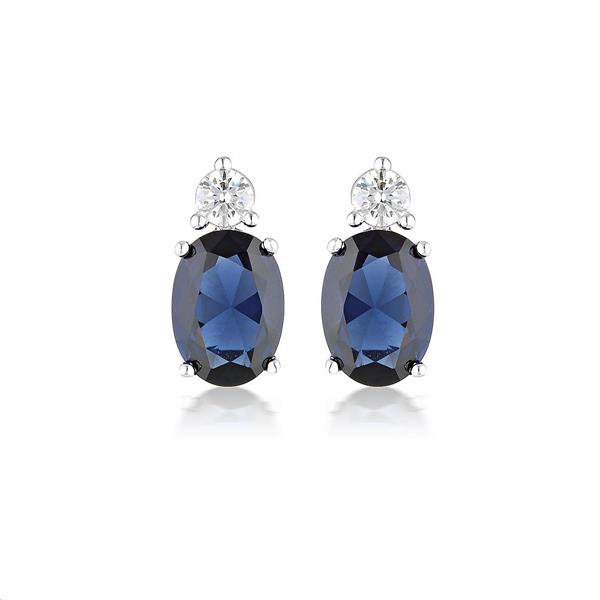 Georgini 'Australis' Silver Sapphire & Cubic Zirconia Studs