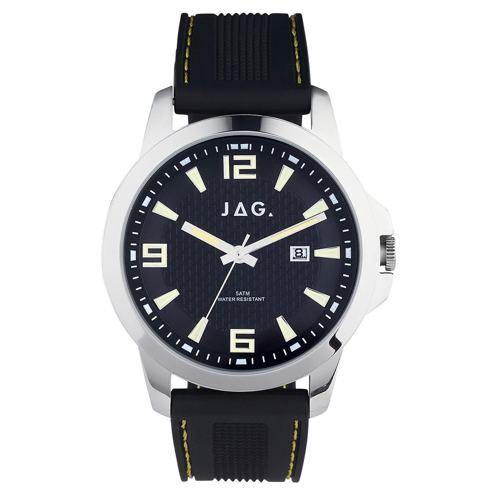 Jag 'Frank' Stainless Steel Black Silicone Band Watch J2341