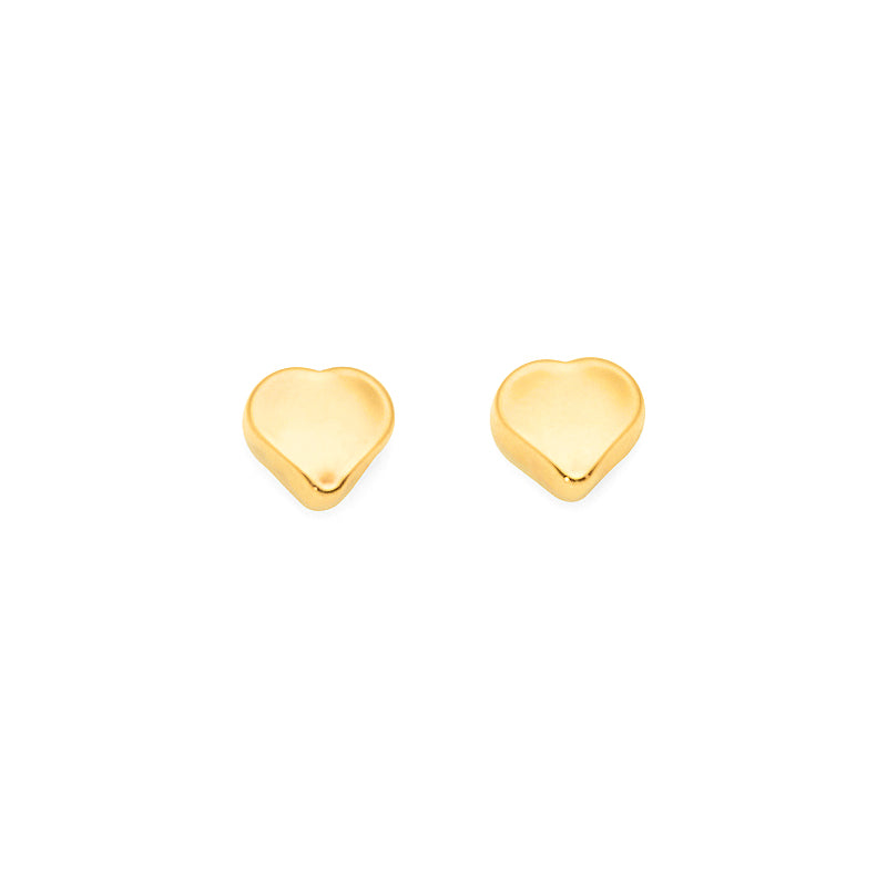 9ct Yellow Gold Plain Heart Stud