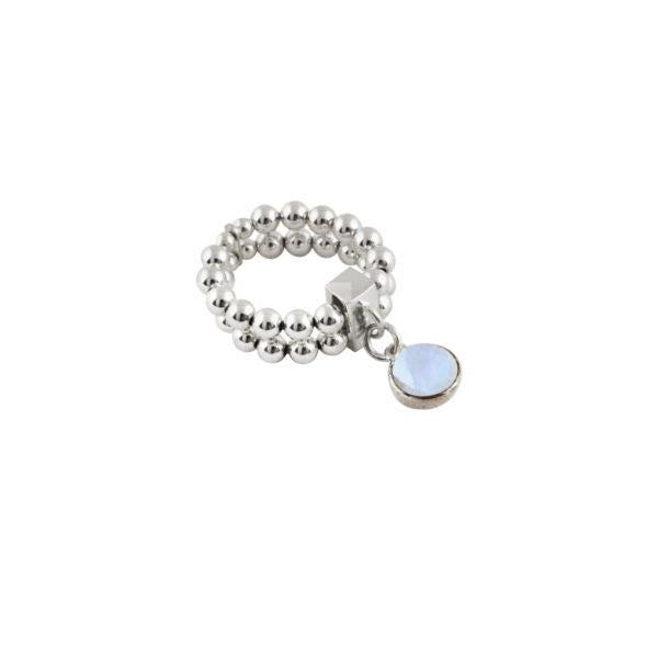 Von Treskow Double Strand Stretchy Ring With Moonstone MOONR